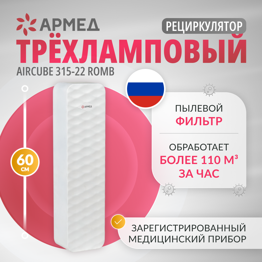 картинка Рециркулятор бактерицидный Армед Aircube 315-22 ROMB от магазина Одежда+